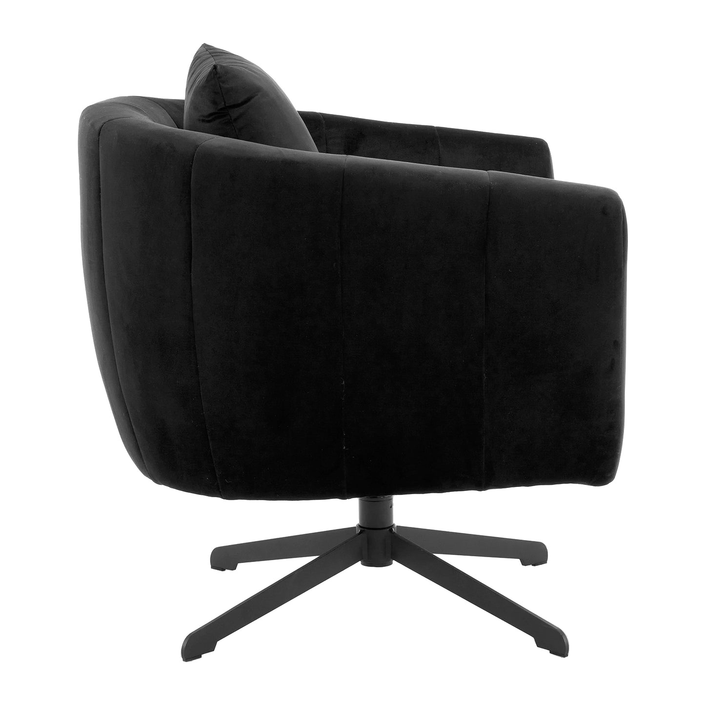 360° Swivel Velvet Accent Chair with Fluffy Cushion – Black
