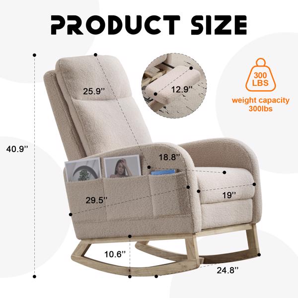 Modern Rocking Accent Chair with High Back, Soft Fabric & 300 lb Weight Capacity
