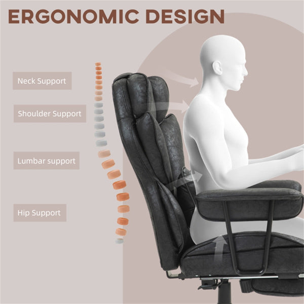 Black Big & Tall Black Reclining Office Chair with Footrest – 396 lbs Capacity