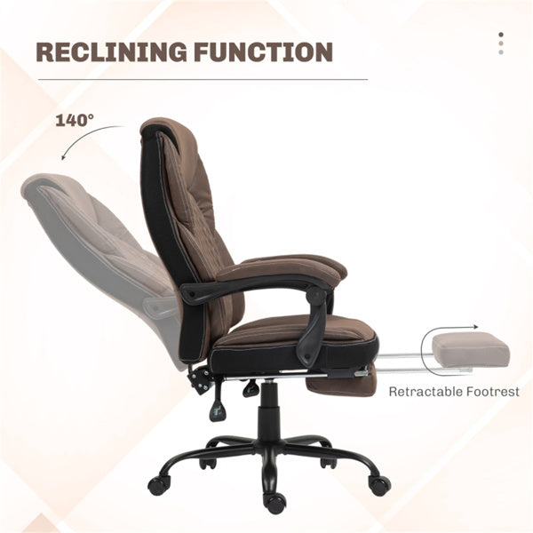 Dark Brown High-Back Reclining Office Chair with Footrest & Microfiber Upholstery