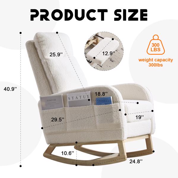 Modern Rocking Accent Chair with High Back, Soft Fabric & 300 lb Weight Capacity