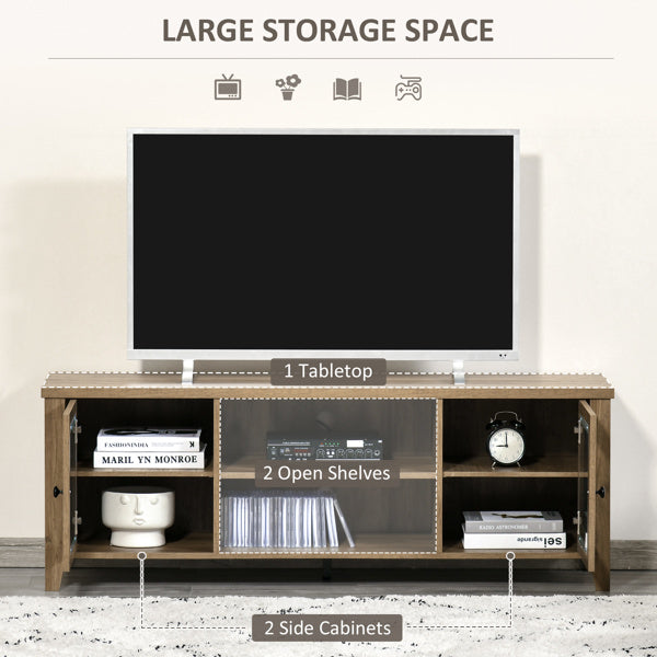 55" Brown LED TV Stand with Adjustable Shelves & Cable Management – Modern Cabinet