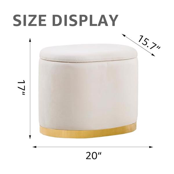 Round Storage Ottoman with Flip-Top Lid – Cream Upholstered Stool
