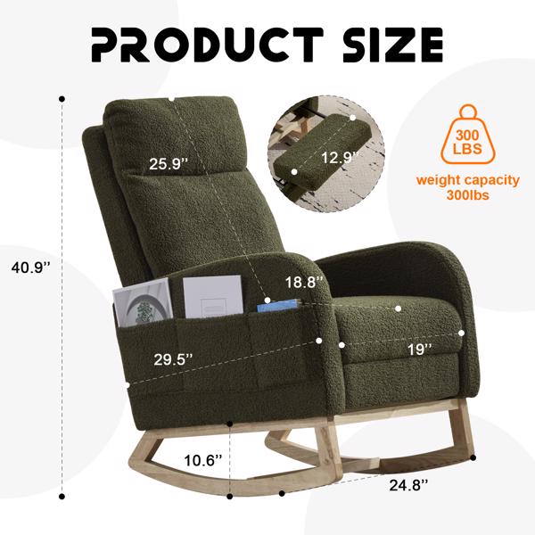 Modern Rocking Accent Chair with High Back, Soft Fabric & 300 lb Weight Capacity