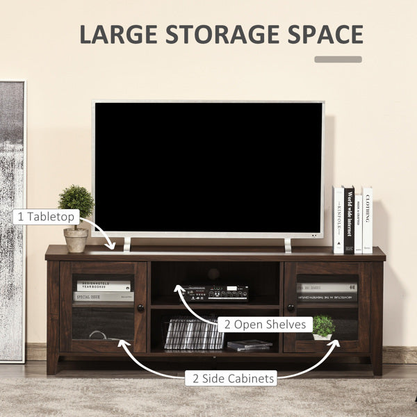 55" Coffee LED TV Stand with Adjustable Shelves & Cable Management – Modern Cabinet
