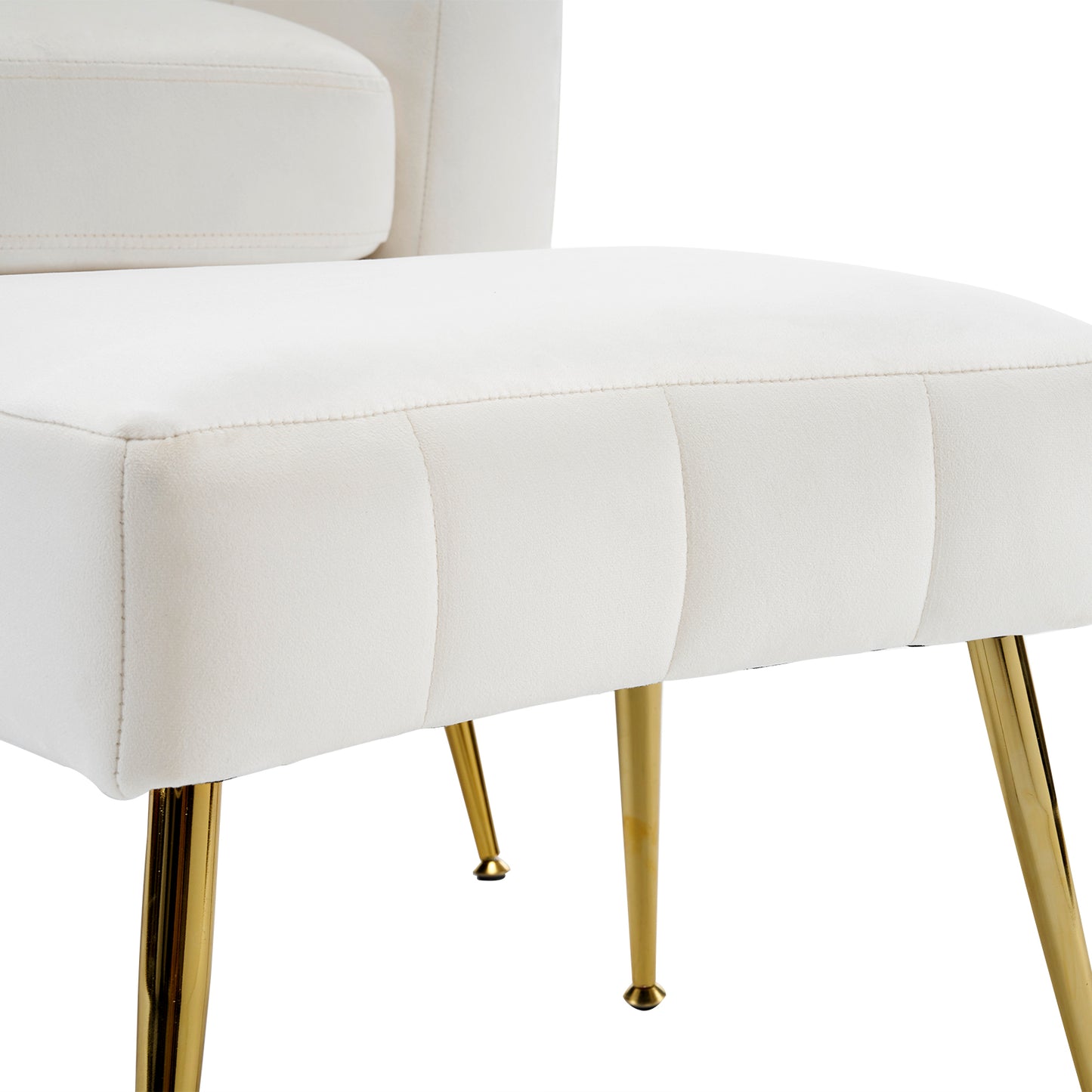 Velvet Barrel Chair with Ottoman & Lumbar Pillow – Off White  Accent Set
