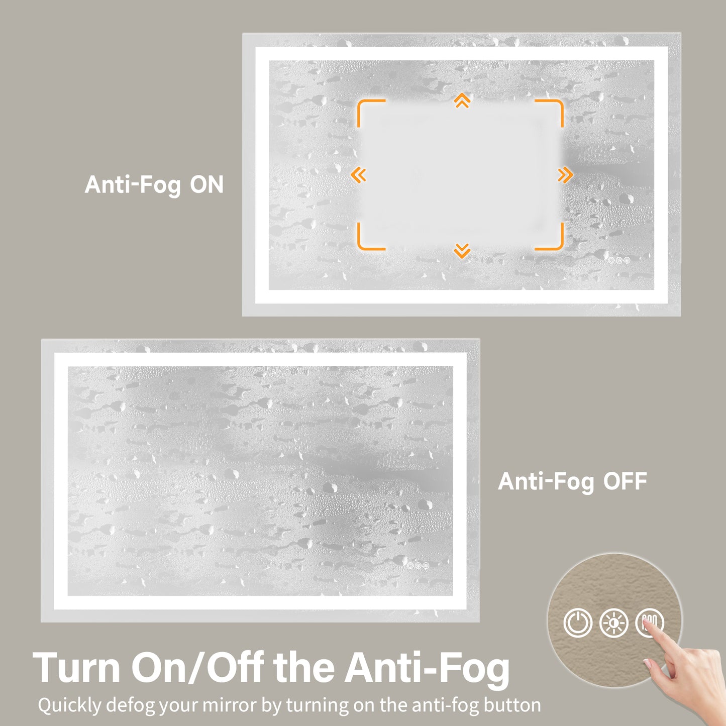 60x36" Dual LED Light Frameless Mirror – Front & Back Lighting