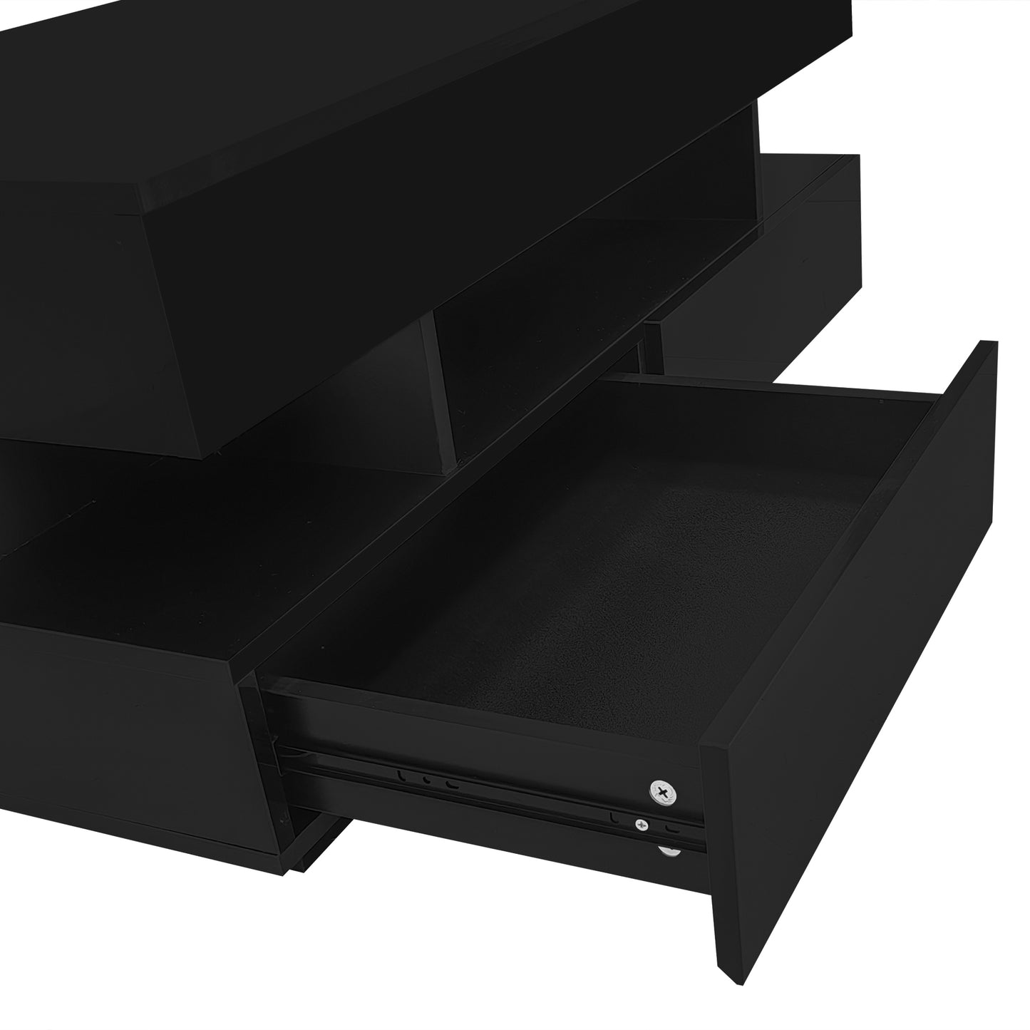 Black High-Gloss Coffee Table with Drawers, Extendable Top & 16-Color LED Lights