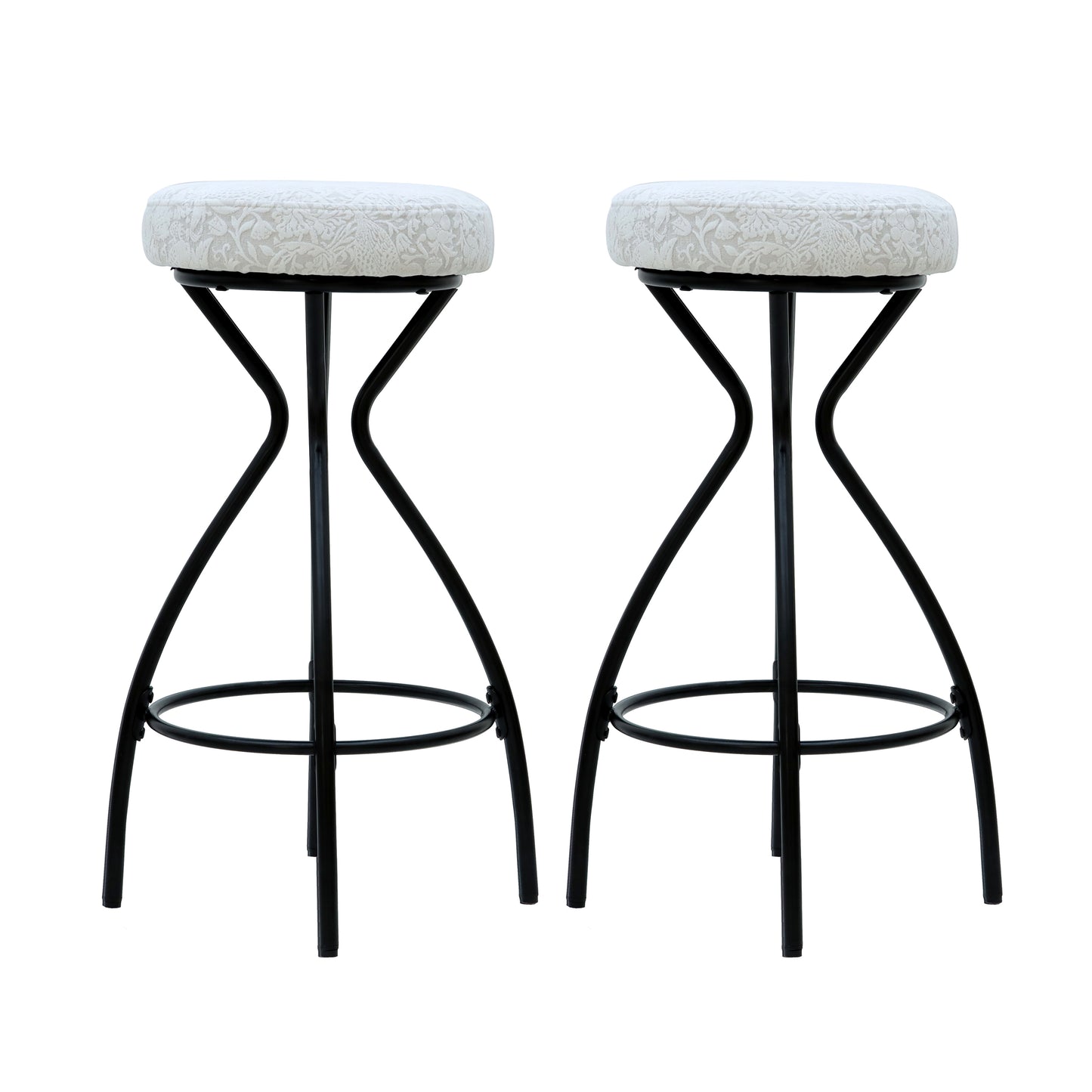 29" Floral Print Counter Height Bar Stools with Footrest – Set of 2 Upholstered