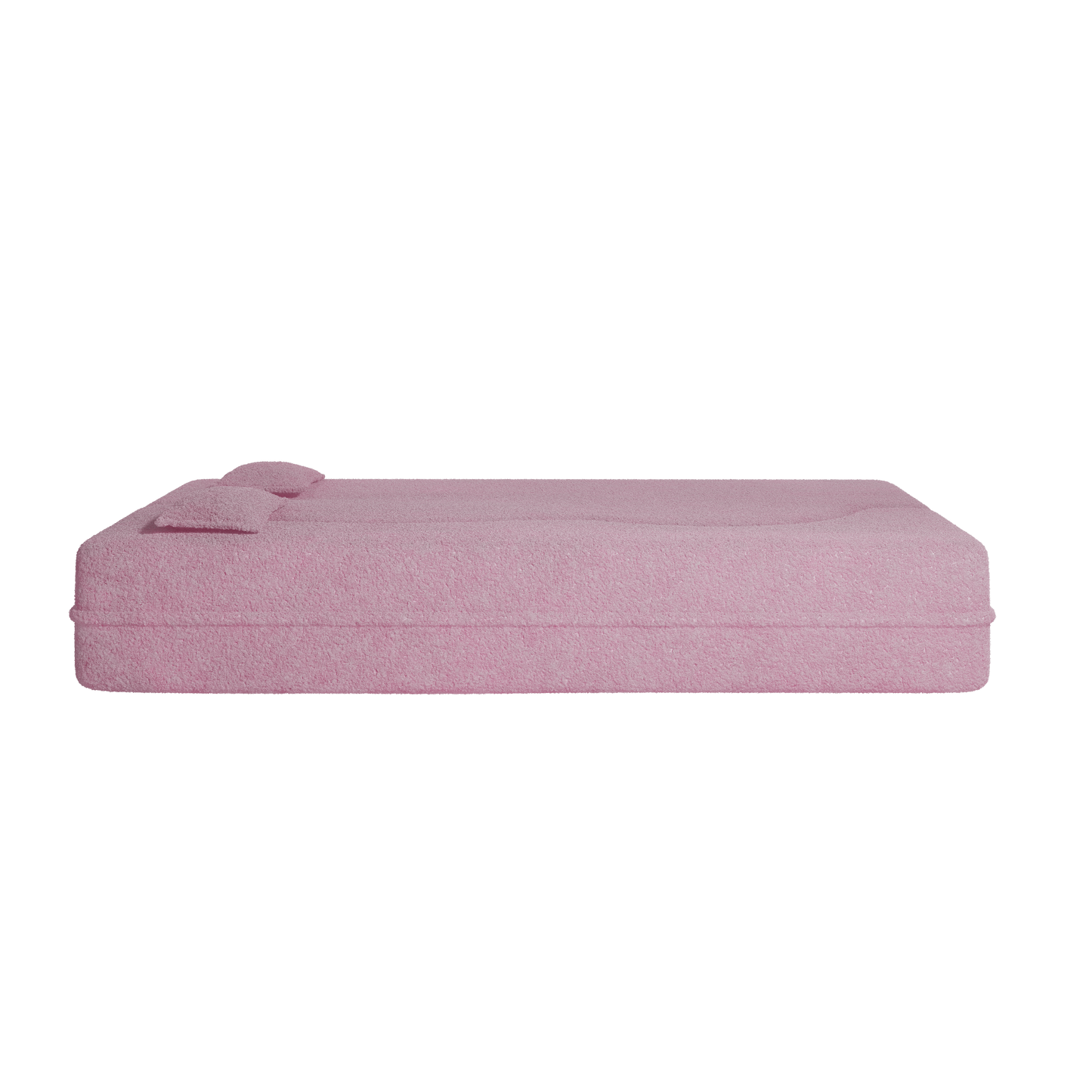 Modern Pink Teddy Fabric Floor Sofa Bed with 2 Pillows – Convertible & Space-Saving