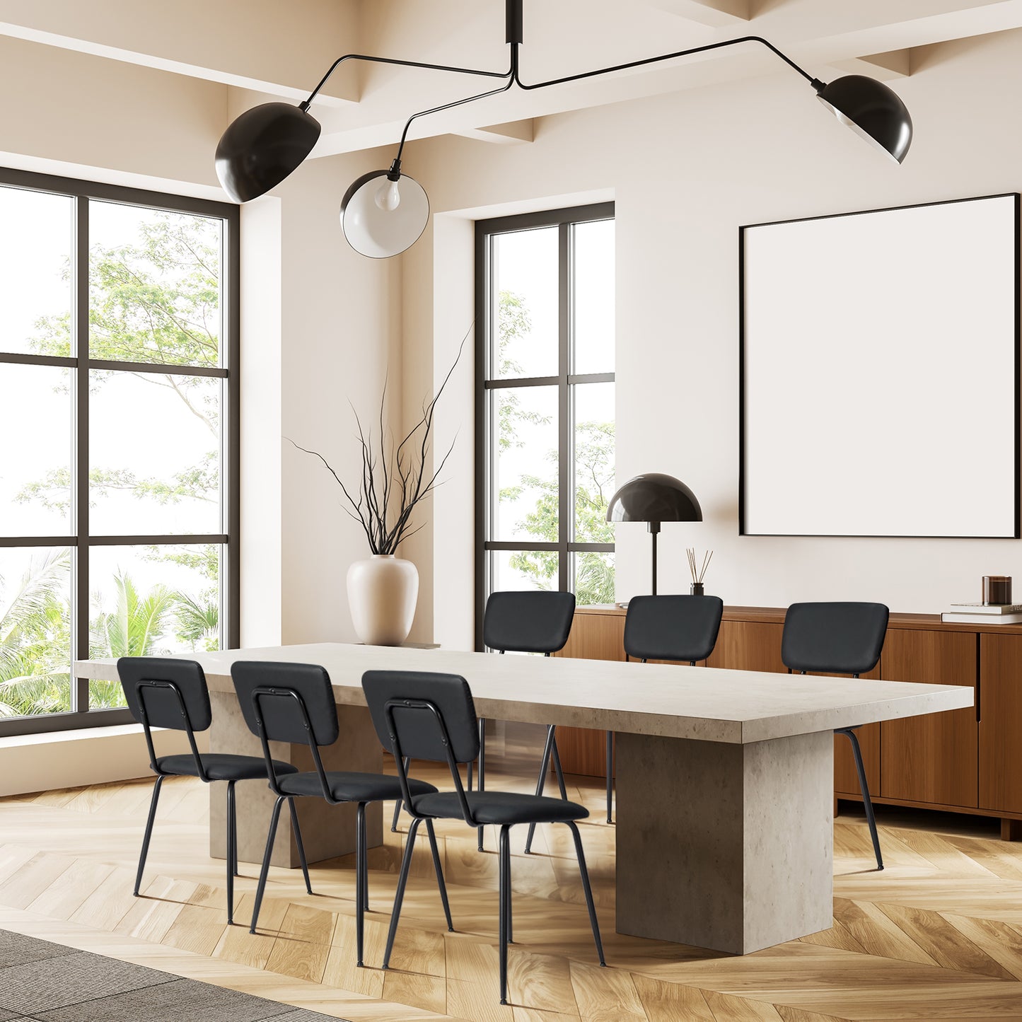 Set of 6 Modern Black Padded Dining Chairs for Kitchen, Bar & Office Use