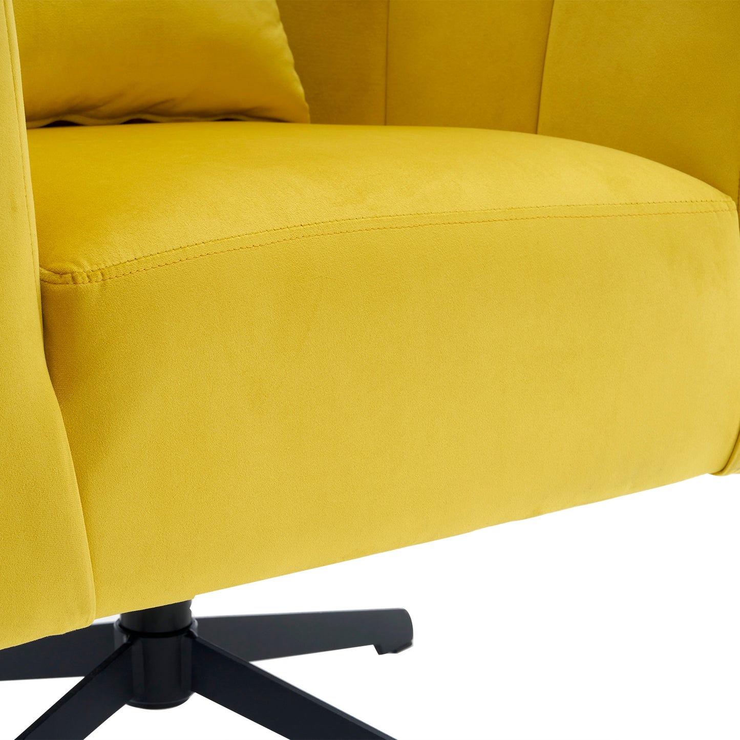 360° Swivel Velvet Accent Chair with Fluffy Cushion – Yellow