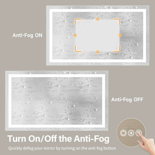 55x30 Dual LED Light Frameless Mirror – Front & Back Lighting