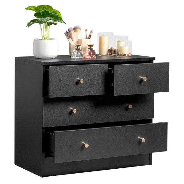 Modern Black 4-Drawer Dresser – Space-Saving Storage Cabinet for Bedroom or Living Room