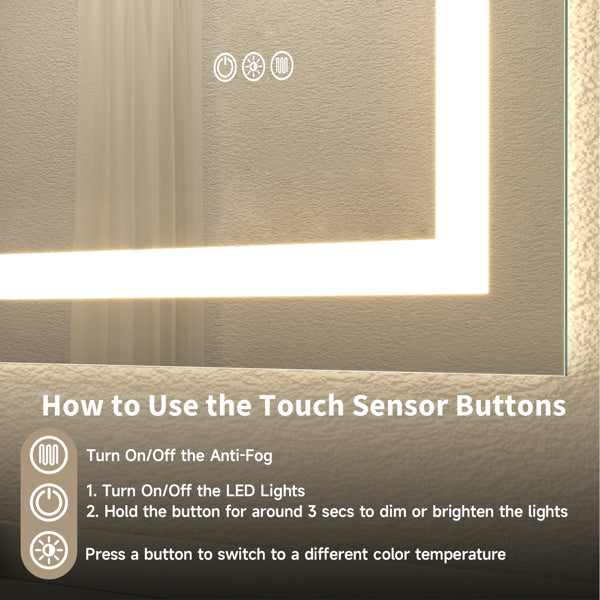 20x28" Dual LED Light Frameless Mirror – Front & Back Lighting