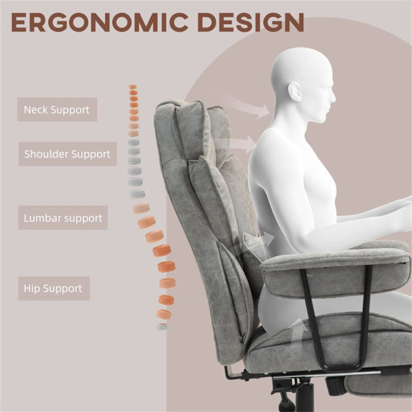 Gray Big & Tall Black Reclining Office Chair with Footrest – 396 lbs Capacity