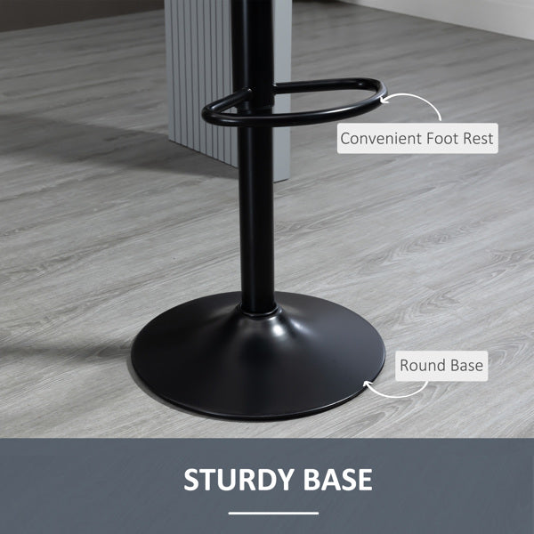 Set of 2 Black Velvet Adjustable Swivel Bar Stools with Footrest – Modern Counter Chairs