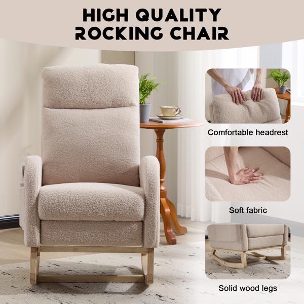 Modern Rocking Accent Chair with High Back, Soft Fabric & 300 lb Weight Capacity