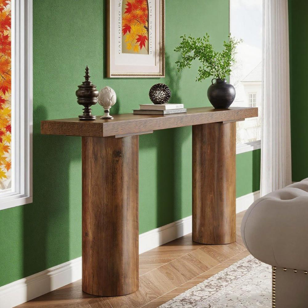 63" Rustic Farmhouse Bar Console Table – Narrow Counter Height Sofa Accent