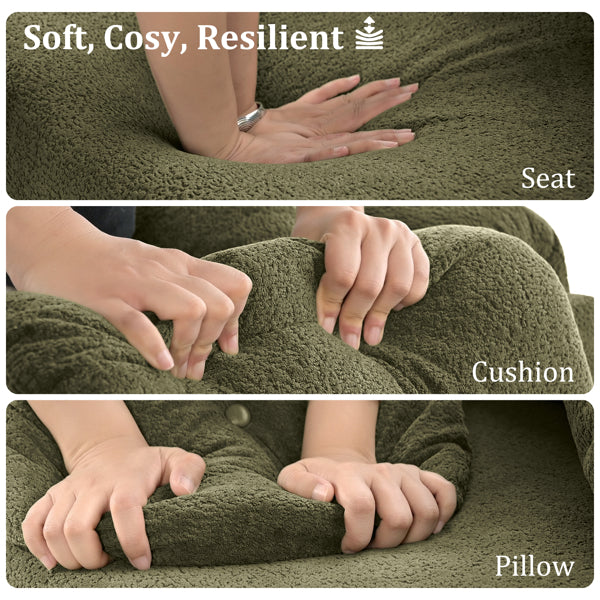 68.5" Modern Lamb Wool Sofa with Pillows for Small Living Spaces