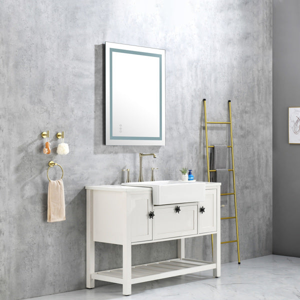 36x28" LED Bathroom Mirror with Frontlit & Backlit, Anti-Fog, Dimmable, 3 Colors