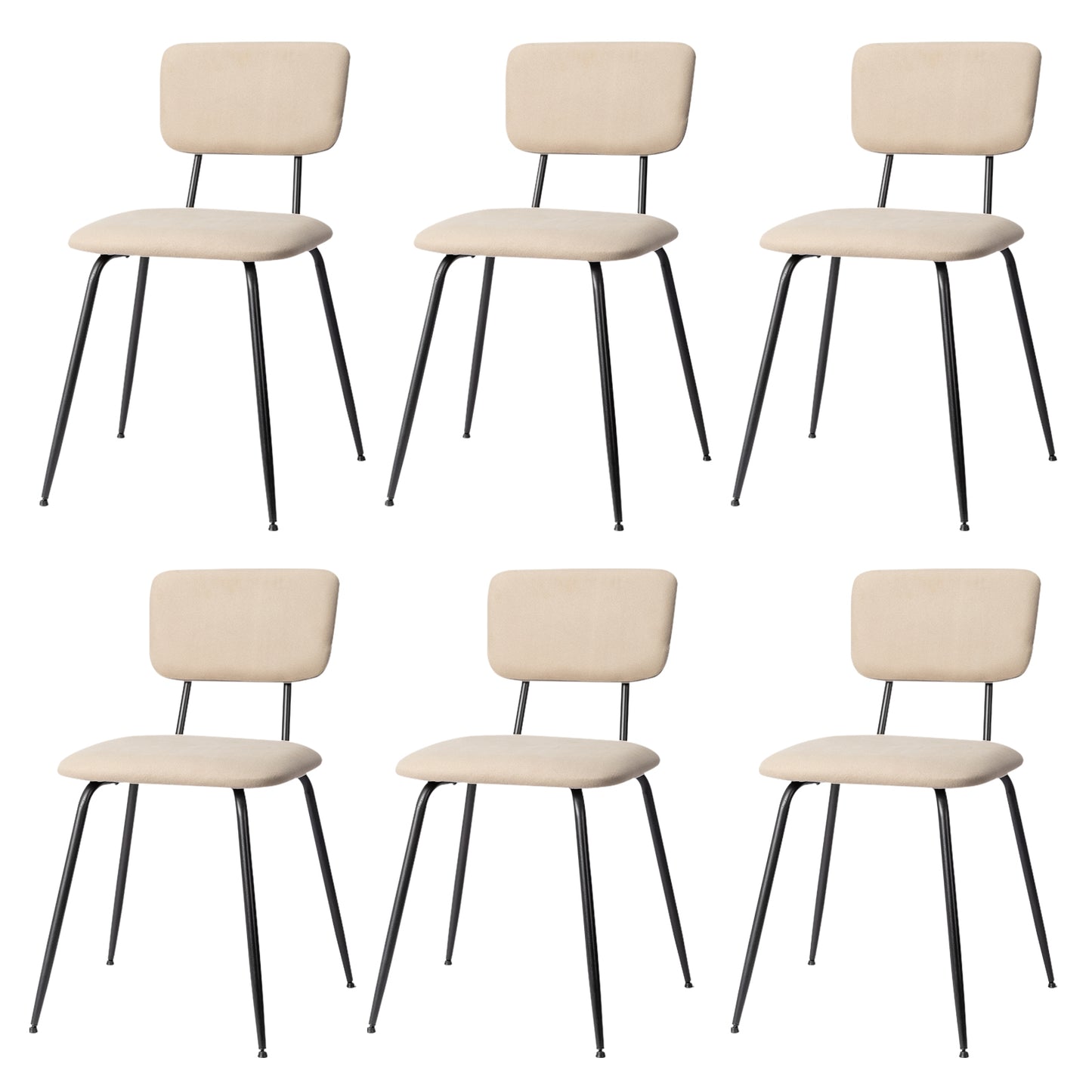 Set of 6 Modern White Padded Dining Chairs for Kitchen, Bar & Office Use