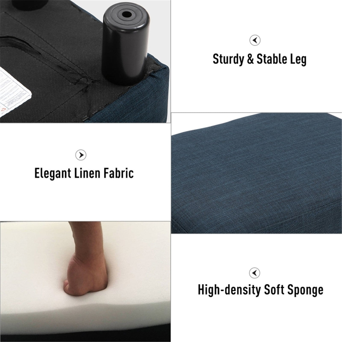 Linen Fabric Foot Rest Ottoman – Compact, Lightweight & Stylish