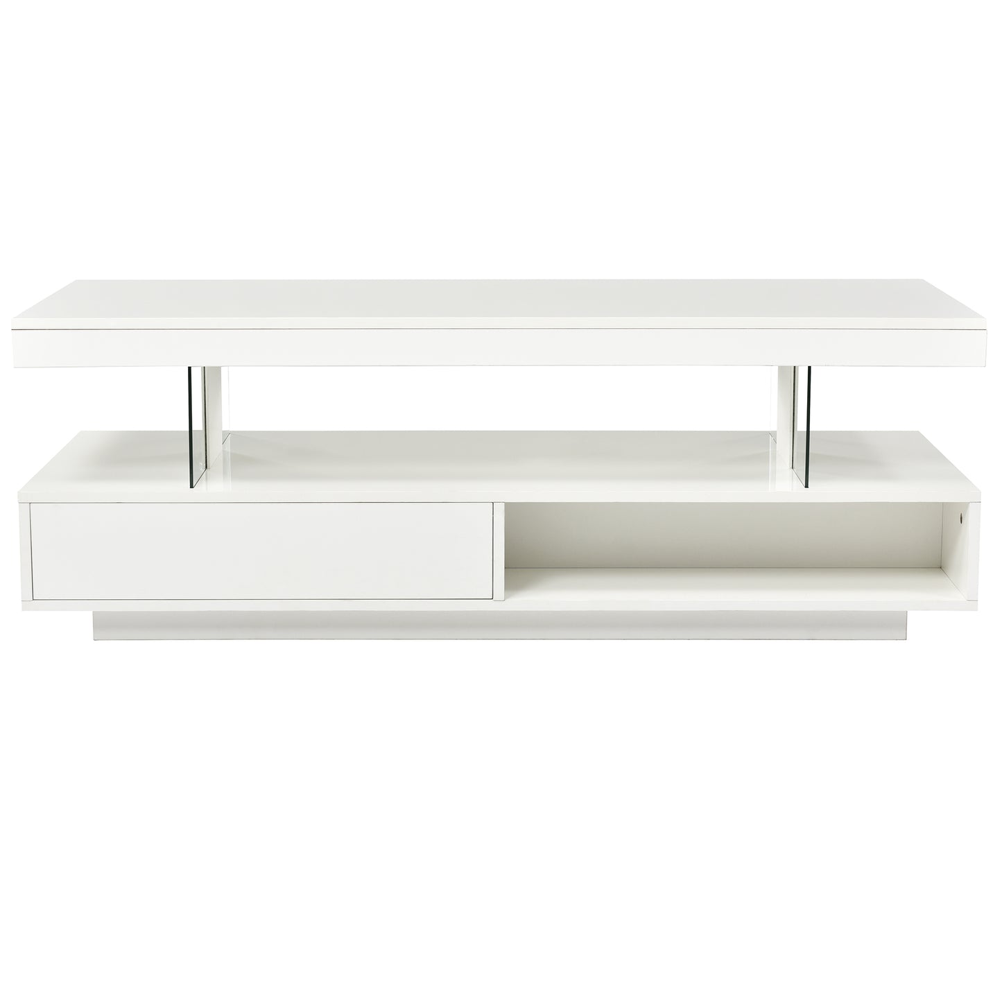 Modern LED Coffee Table with Storage, Drawers & Shelves for Living Room