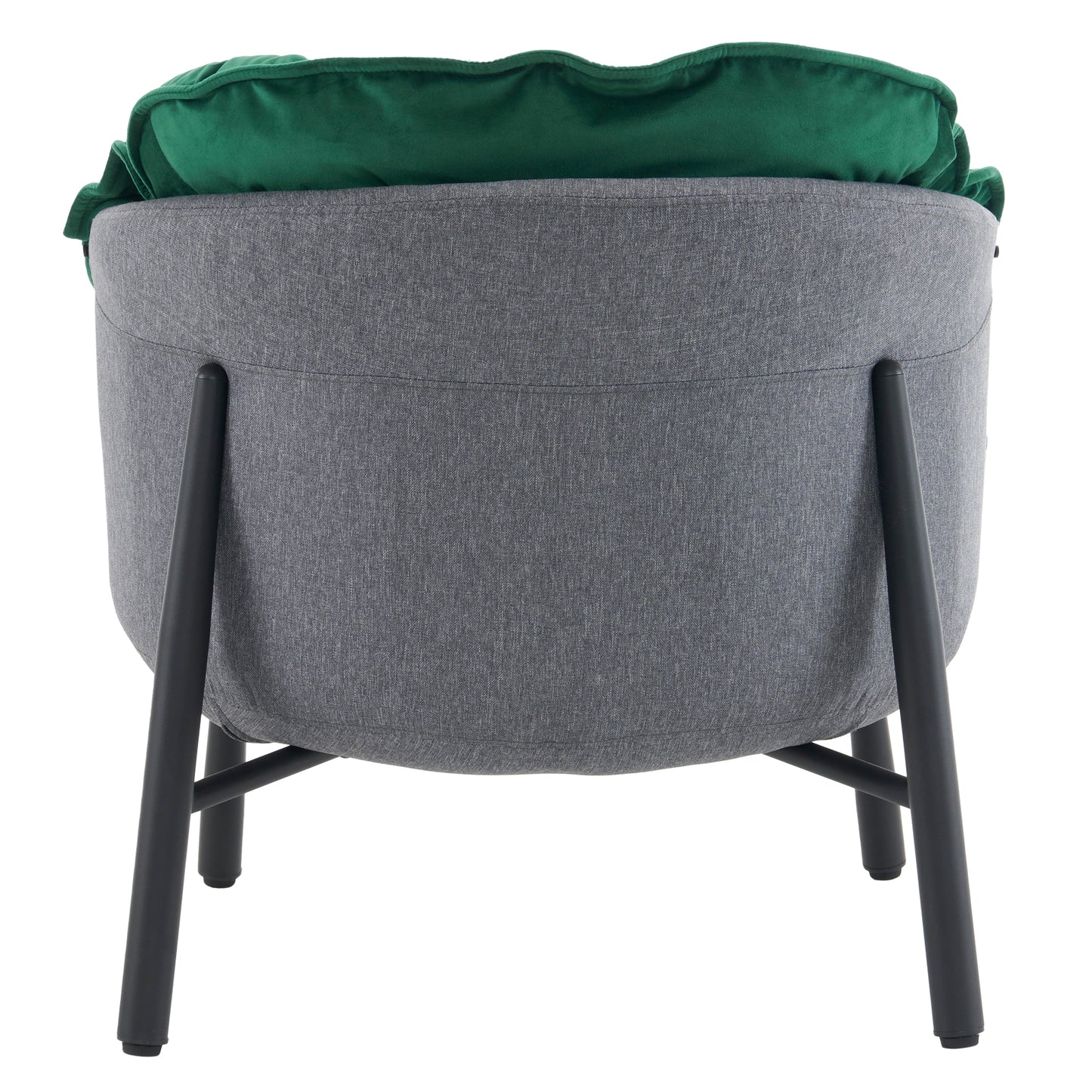 Modern Velvet Barrel Accent Chair with Metal Legs – Green Armchair