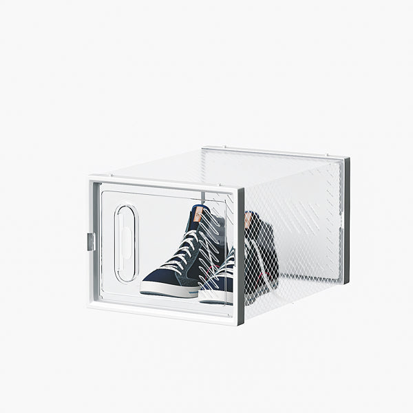 My Store 6-Pack White Plastic Mesh Shoe Boxes – 35x25x19cm Modular Storage Set