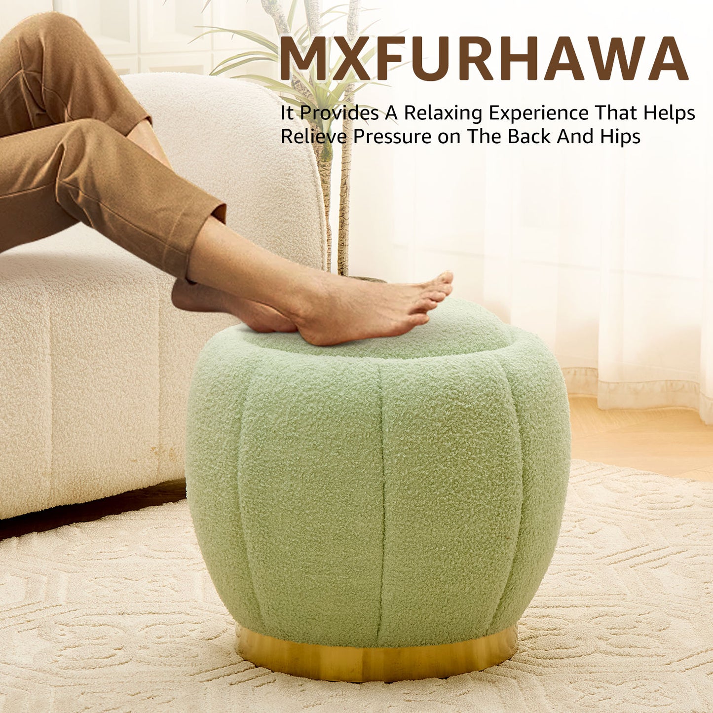 Storage Ottoman Footrest with Soft Seat, Velvet Stool Accent, Green