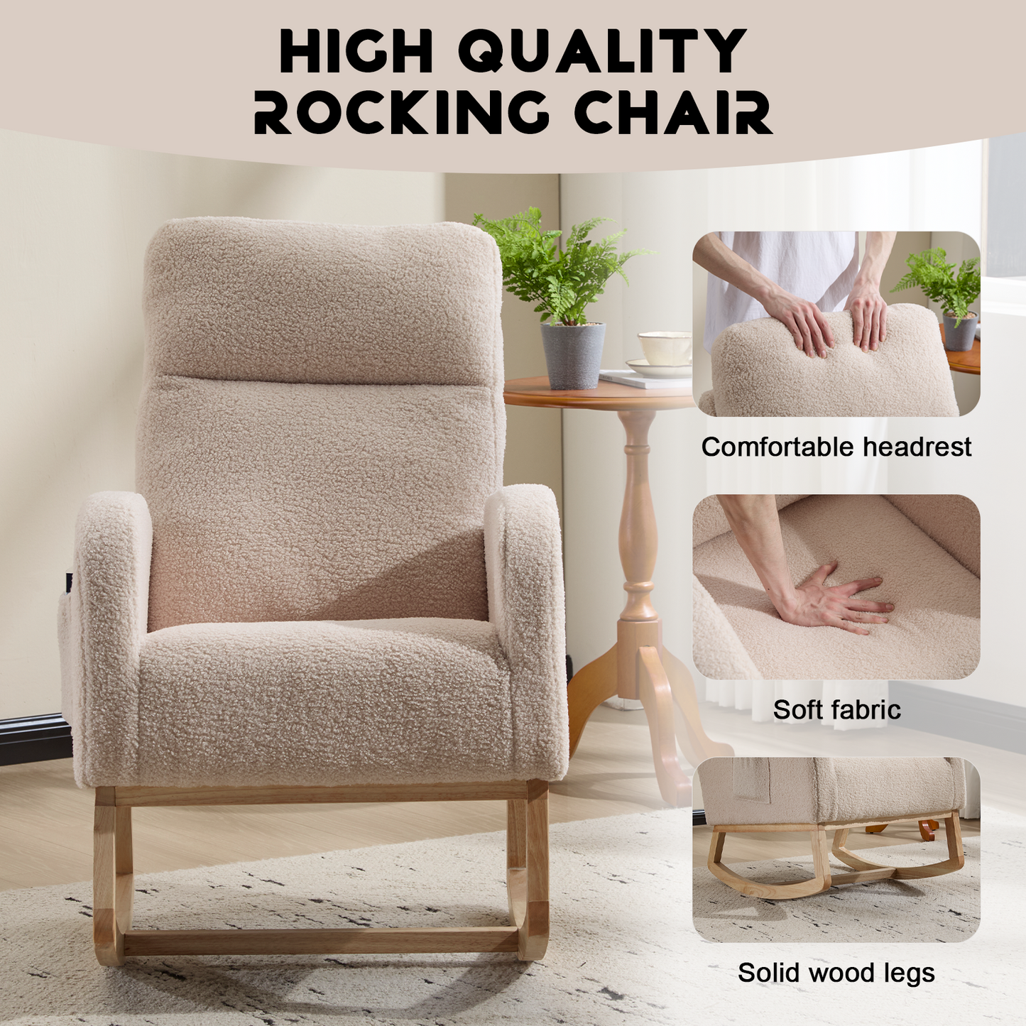Modern High-Back Accent Rocking Chair – Nursery & Lounge Comfort