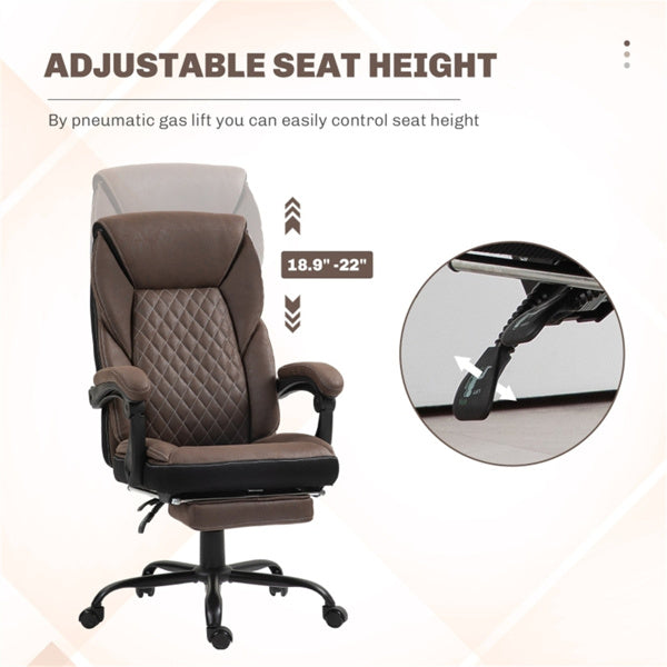 Dark Brown High-Back Reclining Office Chair with Footrest & Microfiber Upholstery