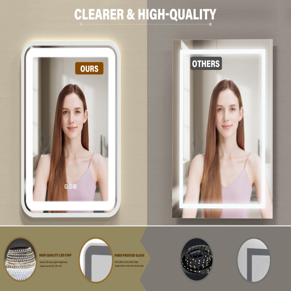 36x28" LED Bathroom Vanity Mirror, Dimmable, Anti-Fog, Wall Mount