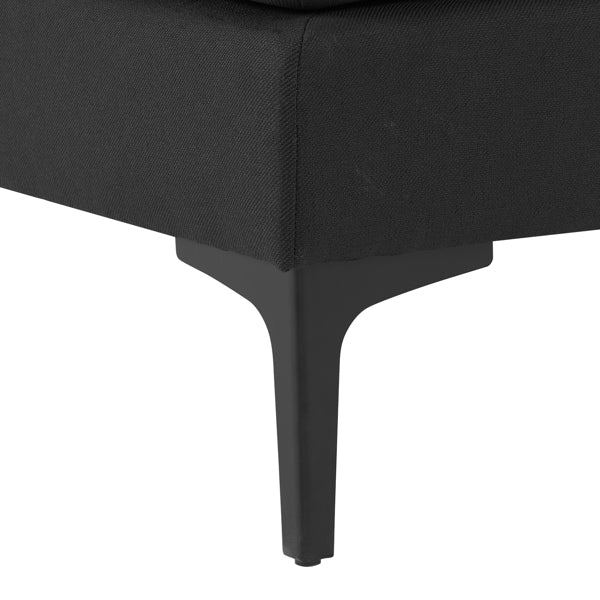 U-Shaped Sectional Sofa – Black Upholstery, Wooden & Iron Frame with Black L