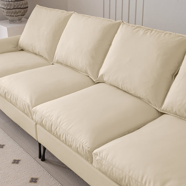 104.5" Modern L-Shaped Tech Leather Sofa with Convertible Ottoman