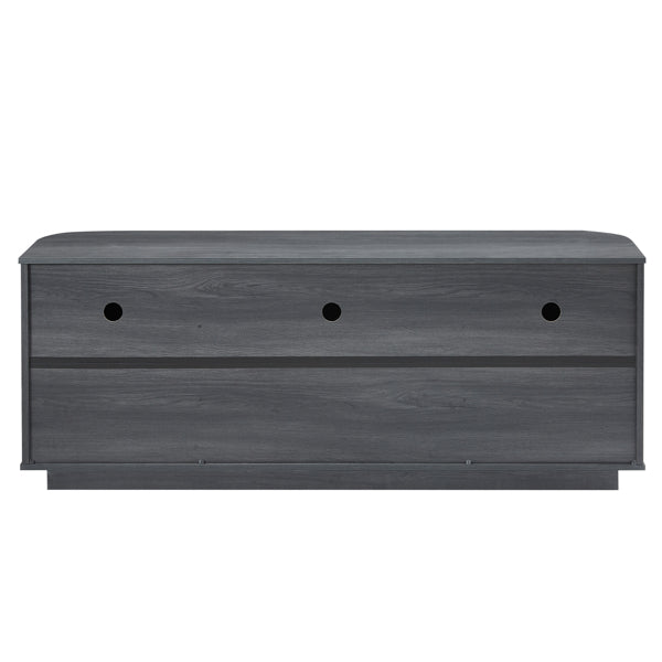 64" Wavy Black TV Cabinet with LED, Glass Doors & Storage for Living Room