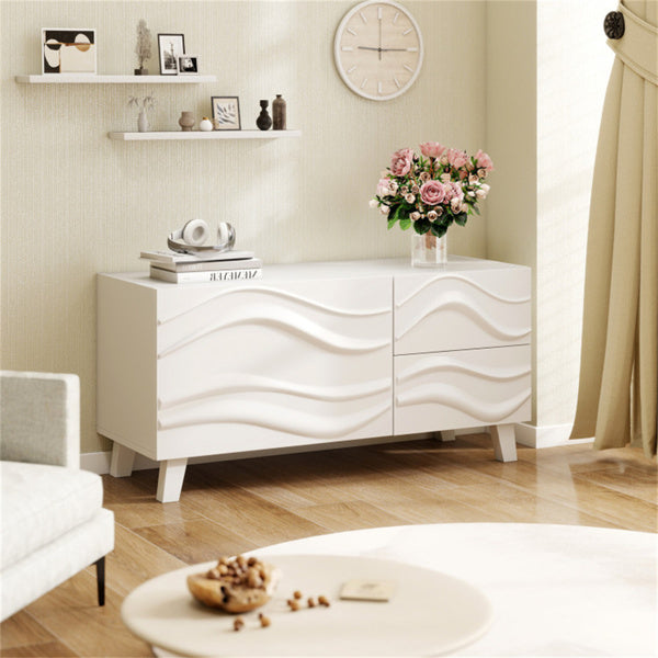 38" White TV Cabinet with Drawers – Stylish Media Console & Storage Stand