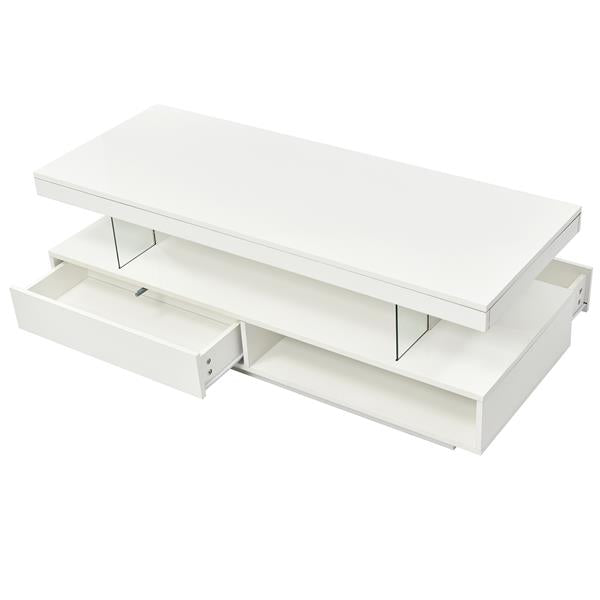 Modern LED Coffee Table with Storage, Drawers & Shelves for Living Room