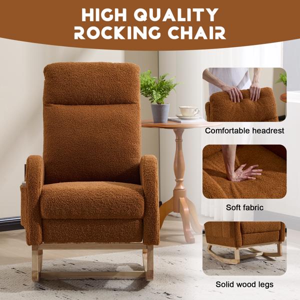 Modern Rocking Accent Chair with High Back, Soft Fabric & 300 lb Weight Capacity
