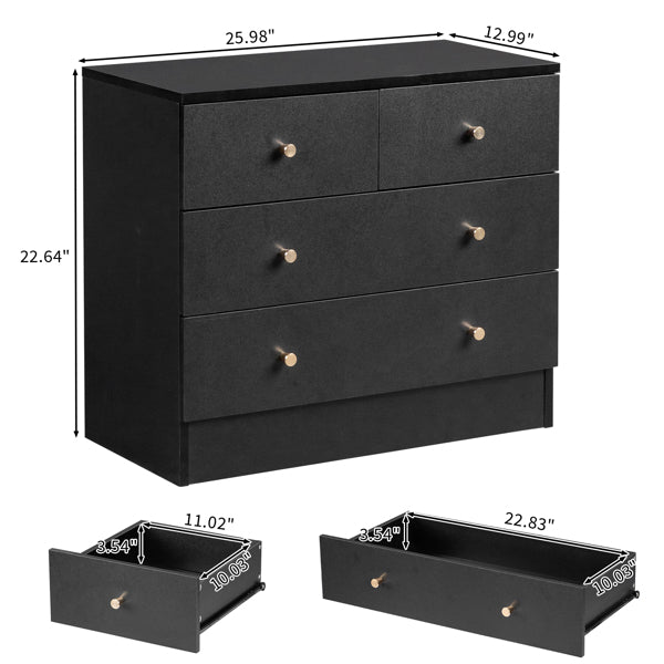 Modern Black 4-Drawer Dresser – Space-Saving Storage Cabinet for Bedroom or Living Room