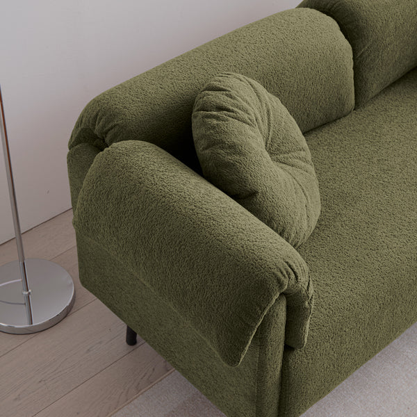 68.5" Modern Lamb Wool Sofa with Pillows for Small Living Spaces