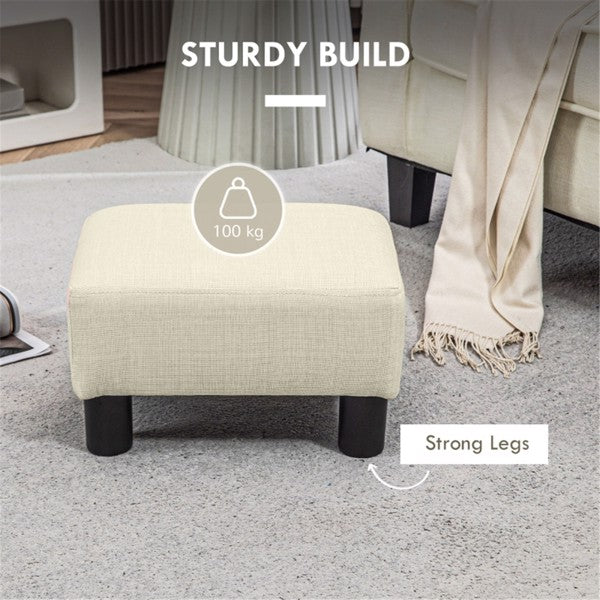 Linen Fabric Foot Rest Ottoman – Compact, Lightweight & Stylish