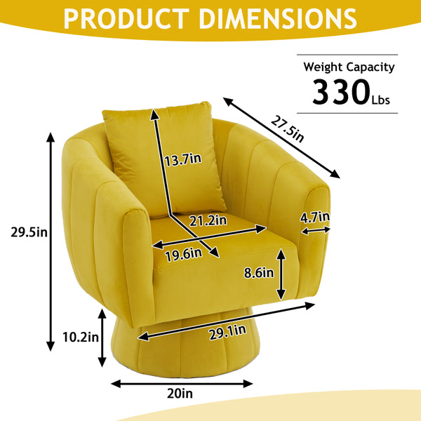Velvet Accent Chair with Fluffy Cushion – Yellow