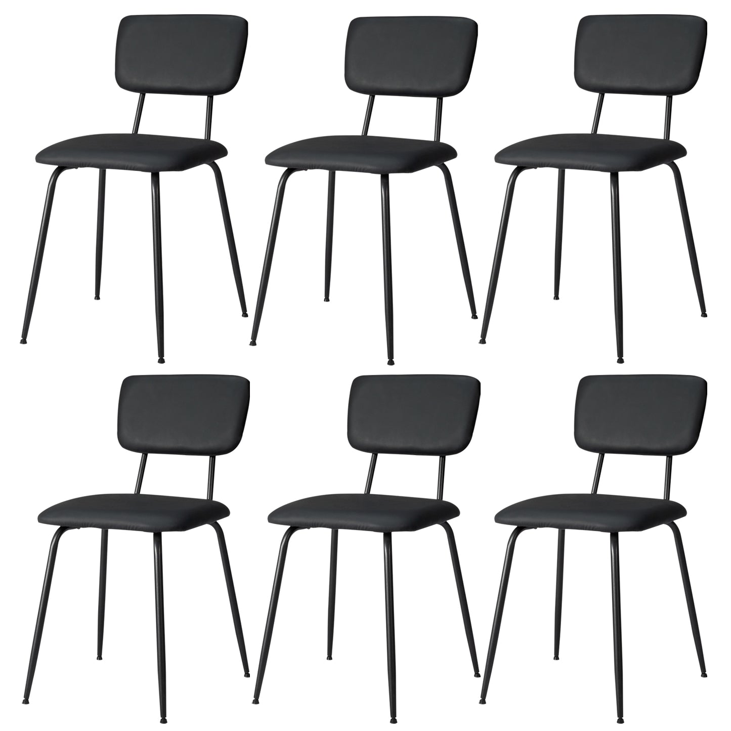 Set of 6 Modern Black Padded Dining Chairs for Kitchen, Bar & Office Use