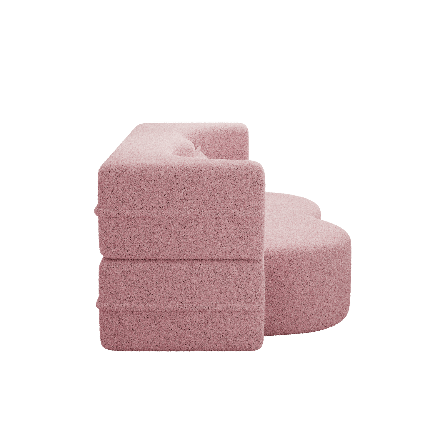 Modern Pink Teddy Fabric Floor Sofa Bed with 2 Pillows – Convertible & Space-Saving