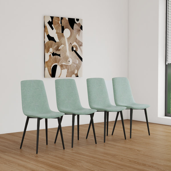Extendable White Dining Table Set with 4 Green Chairs – Seats 2–6