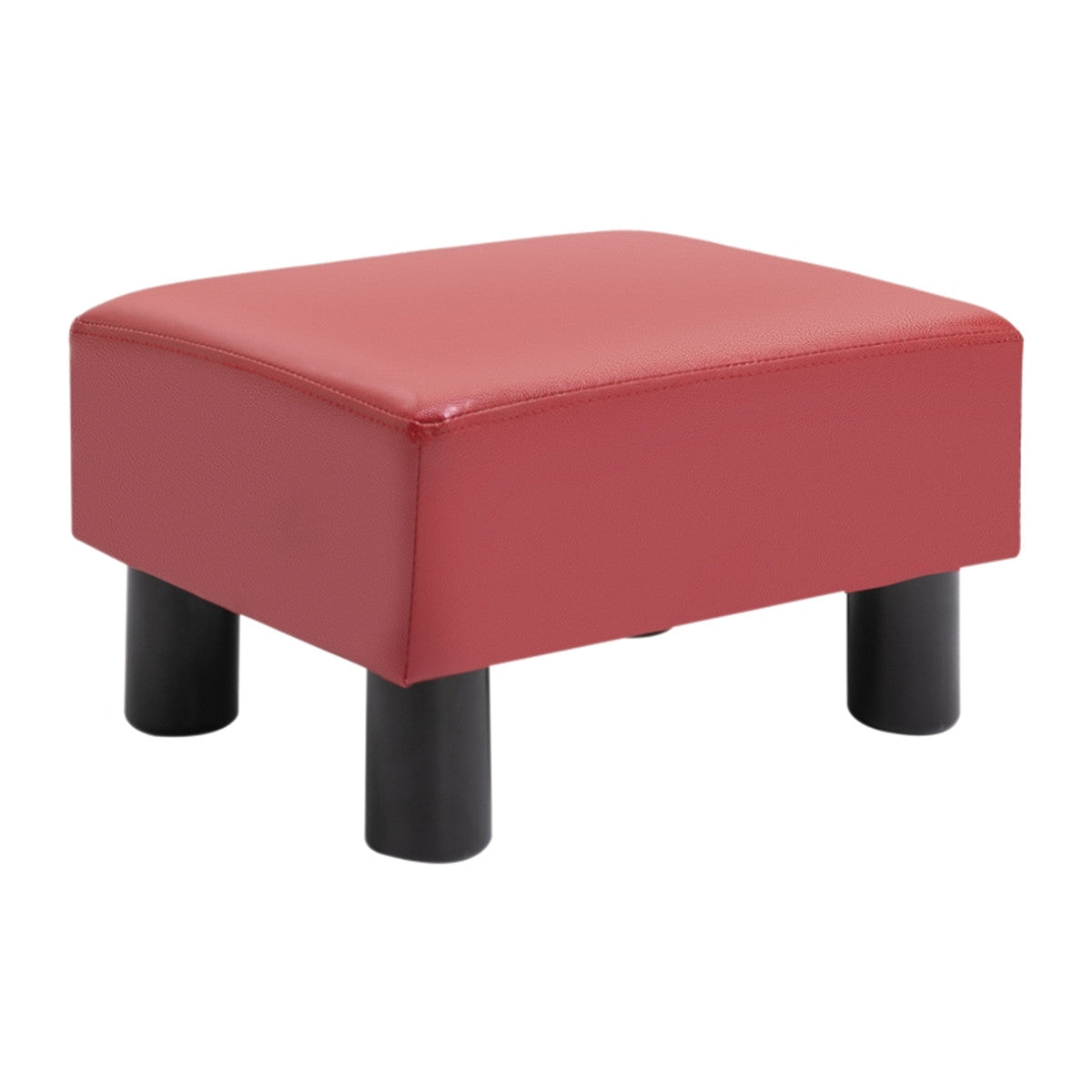 Red Faux Leather Foot Rest Ottoman – Chic, Lightweight & Durable