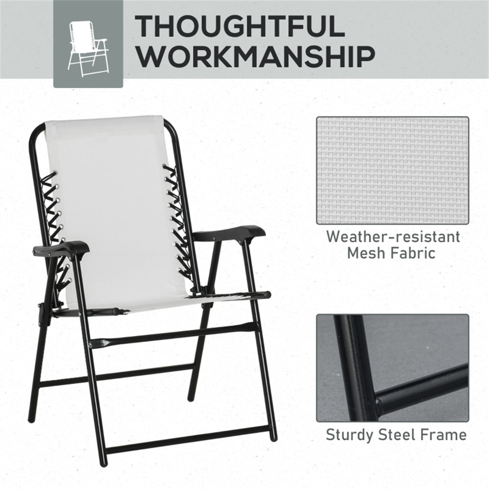 Set of 2 Foldable Mesh Armchairs – Outdoor Lounge Chairs with Armrests