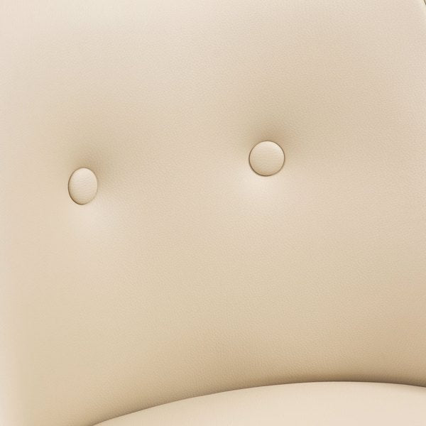 Set of 2 Beige PU Leather Wingback Swivel Bar Stools with Tufted Back & Footrest